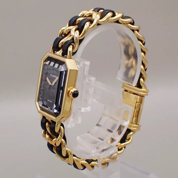 CHANEL Logo Premiere Watch H0001 # L Quartz Gold Plated Leather GHW - Picture 2 of 13